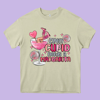 Even Cupid Needs A Margarita Heavy Core Tee Designed By Maliassmallbusiness