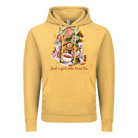 Vintage Mustard just a girl who loves tea gnome Vintage Hoodie - BarkalooDesign