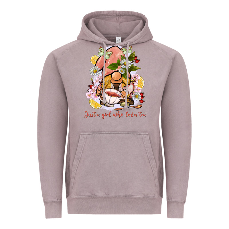 Just A Girl Who Loves Tea Gnome Vintage Hoodie by BarkalooDesign | Teevron