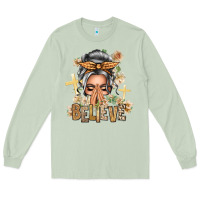 Silver White Believe Praying Caucasian Messy Bun Long Sleeve Tee | Teevron