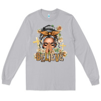 Moon Dust Silver White Believe Praying Caucasian Messy Bun Long Sleeve Tee - texasbilliewilder
