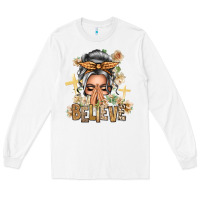 White Silver White Believe Praying Caucasian Messy Bun Long Sleeve Tee - texasbilliewilder