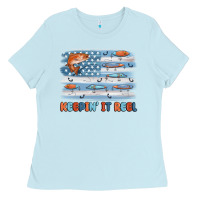 Baby Blue fishing lure flag keepin' it reel Ladies Tee - MaliasSmallBusiness