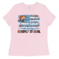 Bubblegum Pink fishing lure flag keepin' it reel Ladies Tee - MaliasSmallBusiness