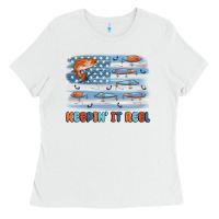 White fishing lure flag keepin' it reel Ladies Tee - MaliasSmallBusiness