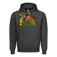 Charcoal Heather St. Patrick's farm with gold Zipper Hoodie - OliviaCreatesArt