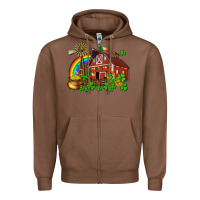 Chestnut St. Patrick's farm with gold Zipper Hoodie - OliviaCreatesArt