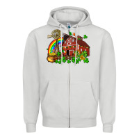 Dove Grey St. Patrick's farm with gold Zipper Hoodie - OliviaCreatesArt