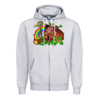 Heather Grey St. Patrick's farm with gold Zipper Hoodie - OliviaCreatesArt