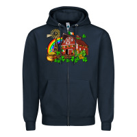 Navy St. Patrick's farm with gold Zipper Hoodie - OliviaCreatesArt