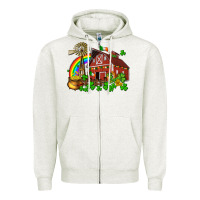 Oatmeal Heather St. Patrick's farm with gold Zipper Hoodie - OliviaCreatesArt