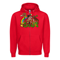 Red St. Patrick's farm with gold Zipper Hoodie - OliviaCreatesArt