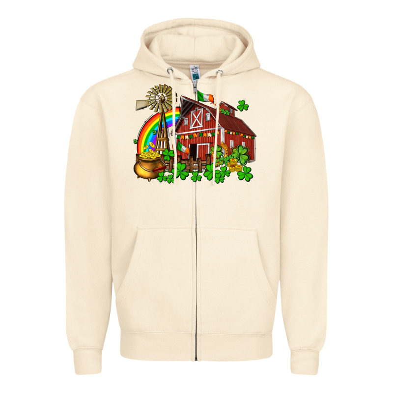 St. Patrick's Farm With Gold Zipper Hoodie by OliviaCreatesArt | Teevron