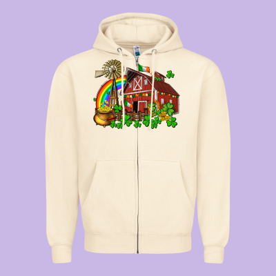 St. Patrick's Farm With Gold Zipper Hoodie Designed By Oliviacreatesart
