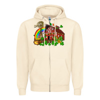 Sandshell St. Patrick's farm with gold Zipper Hoodie - OliviaCreatesArt