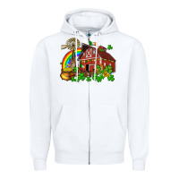 White St. Patrick's farm with gold Zipper Hoodie - OliviaCreatesArt