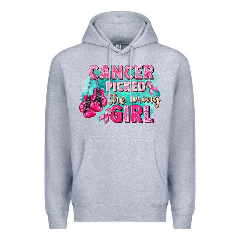 Cancer Picked The Wrong Girl Breast Cancer Premium Hoodie by FaDigitalArtStudio | Teevron
