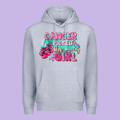 Cancer Picked The Wrong Girl Breast Cancer Premium Hoodie Designed By Fadigitalartstudio