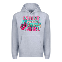 Heather Grey Cancer picked the wrong girl Breast Cancer Premium Hoodie - FaDigitalArtStudio