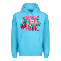 Ocean Blue Cancer picked the wrong girl Breast Cancer Premium Hoodie - FaDigitalArtStudio