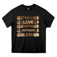 Black teach love inspire Heavy Core Tee - MaliasSmallBusiness