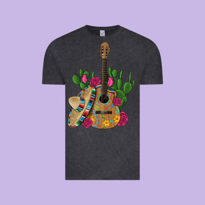 ,mexican Sombrero Guitar Rose Cactus Vintage Tee Designed By Artiststas