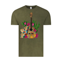 Vintage Olive ,mexican sombrero guitar rose cactus Vintage Tee - Artiststas