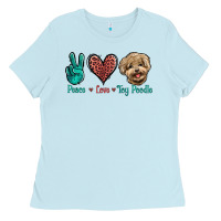 Baby Blue Peace Love Toy Poodle Ladies Tee - Jasminsmagicworld