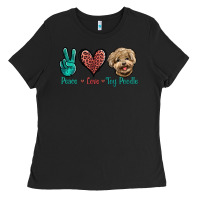 Black Peace Love Toy Poodle Ladies Tee - Jasminsmagicworld