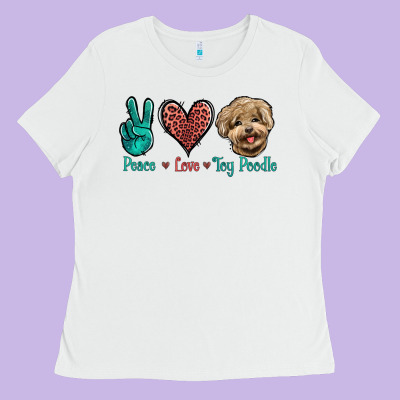 Peace Love Toy Poodle Ladies Tee Designed By Jasminsmagicworld
