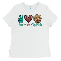 White Peace Love Toy Poodle Ladies Tee - Jasminsmagicworld