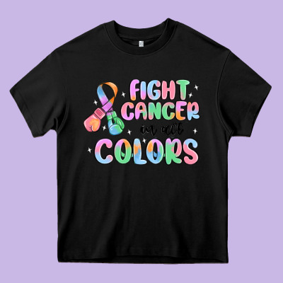 Fight Cancer In All Colors Heavy Core Tee Designed By Maliassmallbusiness