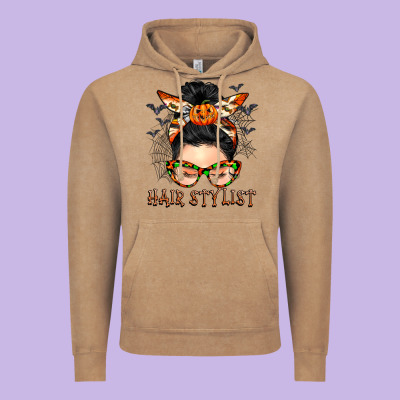 Hair Stylist Messy Bun Vintage Hoodie Designed By Barkaloodesign