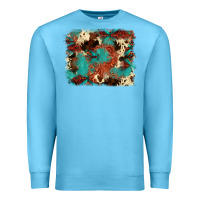 Ocean Blue aztec turquoise glitter cowhide  tooled leather ba Premium Sweatshirt - FaDigitalArtStudio