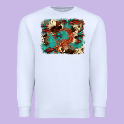 Aztec Turquoise Glitter Cowhide  Tooled Leather Ba Premium Sweatshirt Designed By Fadigitalartstudio