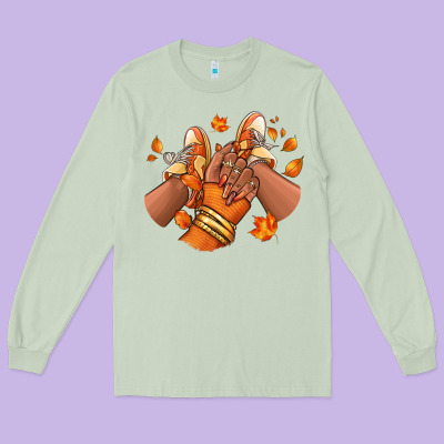 Black Girl Fall Sneakers Long Sleeve Tee Designed By Ranaportraitstore
