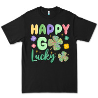 Black happy go lucky Premium Tee - MaliasSmallBusiness