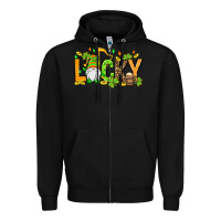 Black St. Patrick's Lucky gnome Zipper Hoodie - OliviaCreatesArt