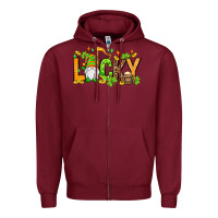 Burgundy St. Patrick's Lucky gnome Zipper Hoodie - OliviaCreatesArt