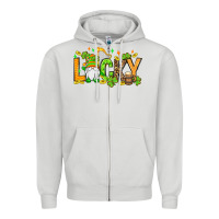 Dove Grey St. Patrick's Lucky gnome Zipper Hoodie - OliviaCreatesArt