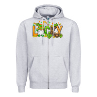 Heather Grey St. Patrick's Lucky gnome Zipper Hoodie - OliviaCreatesArt