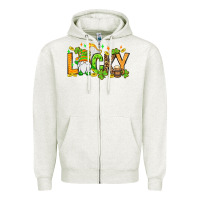 Oatmeal Heather St. Patrick's Lucky gnome Zipper Hoodie - OliviaCreatesArt