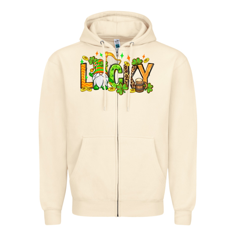 St. Patrick's Lucky Gnome Zipper Hoodie by OliviaCreatesArt | Teevron