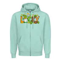 Seafoam St. Patrick's Lucky gnome Zipper Hoodie - OliviaCreatesArt