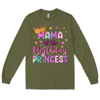 Army Green mama of the birthday princess Long Sleeve Tee - NancyCooperArtShop