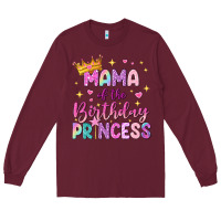 Burgundy mama of the birthday princess Long Sleeve Tee - NancyCooperArtShop