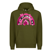 Army Green Breast Cancer rainbow Premium Hoodie - FaDigitalArtStudio