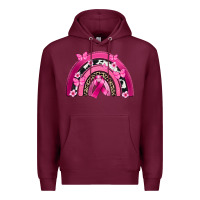 Burgundy Breast Cancer rainbow Premium Hoodie - FaDigitalArtStudio