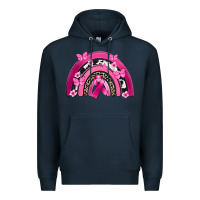 Navy Breast Cancer rainbow Premium Hoodie - FaDigitalArtStudio