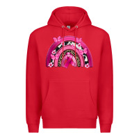 Red Breast Cancer rainbow Premium Hoodie - FaDigitalArtStudio